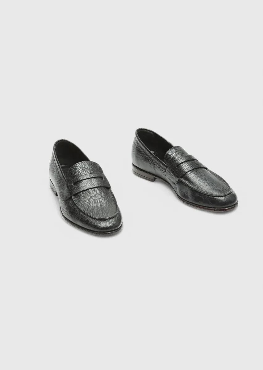 Black Leather Classical Loafer - 3