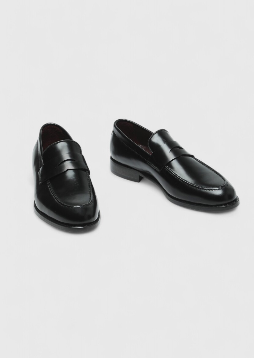 Black Leather Classical Loafer - 3