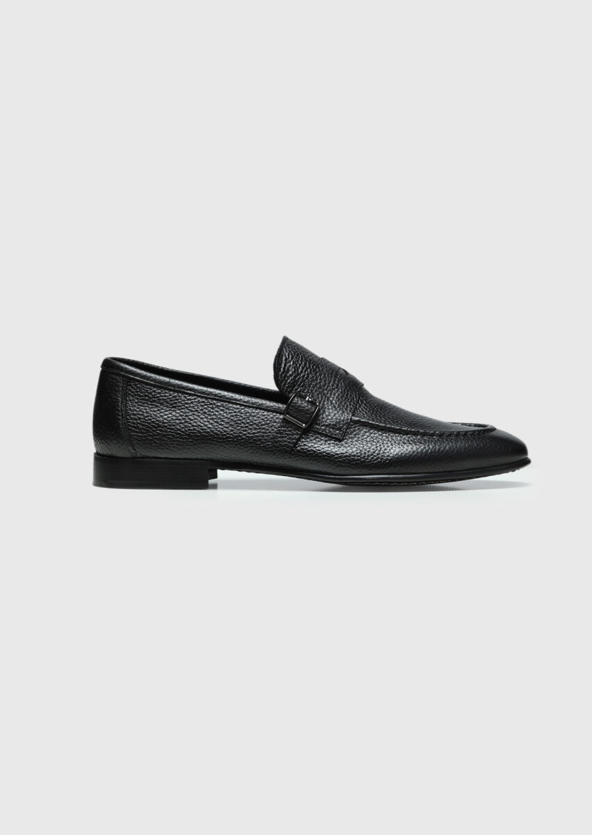 Black Leather Classical Loafer - 1