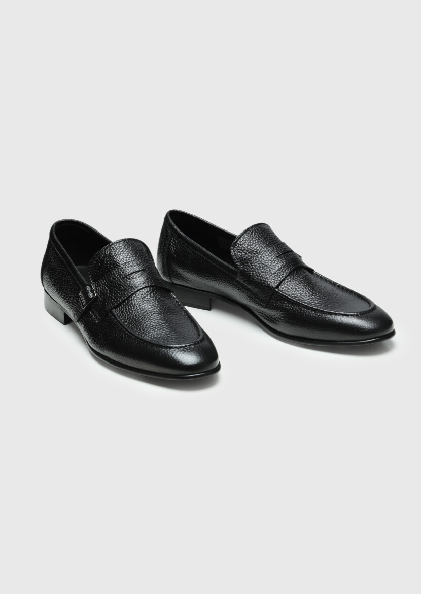 Black Leather Classical Loafer - 3