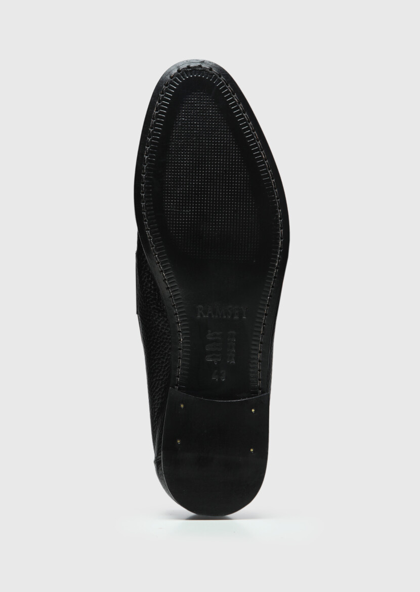Black Leather Classical Loafer - 4