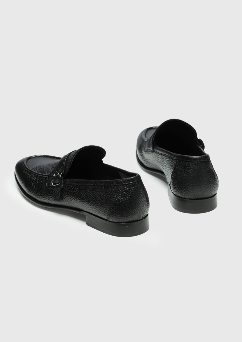 Black Leather Classical Loafer - 5