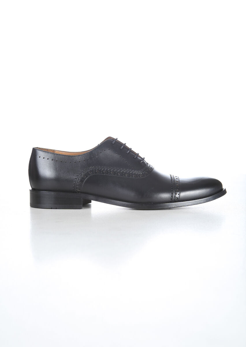 Black Leather Classical Shoes - 1