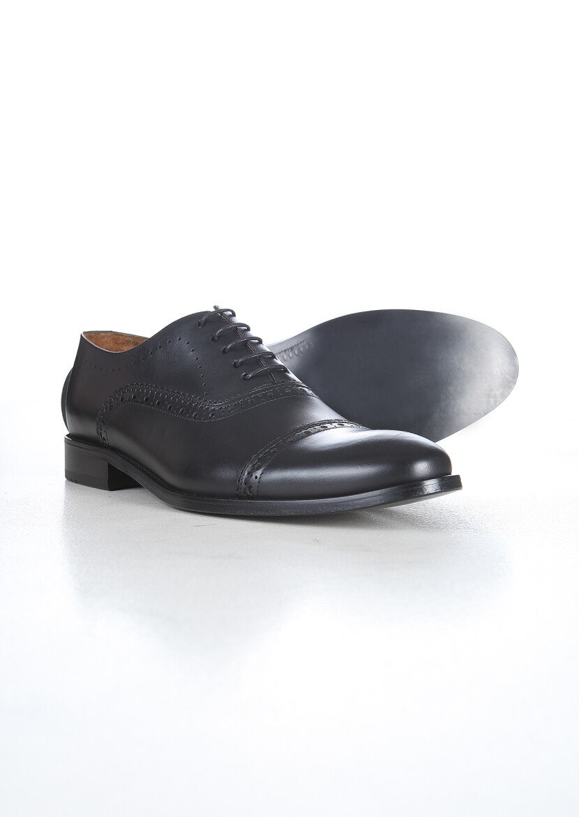 Black Leather Classical Shoes - 3
