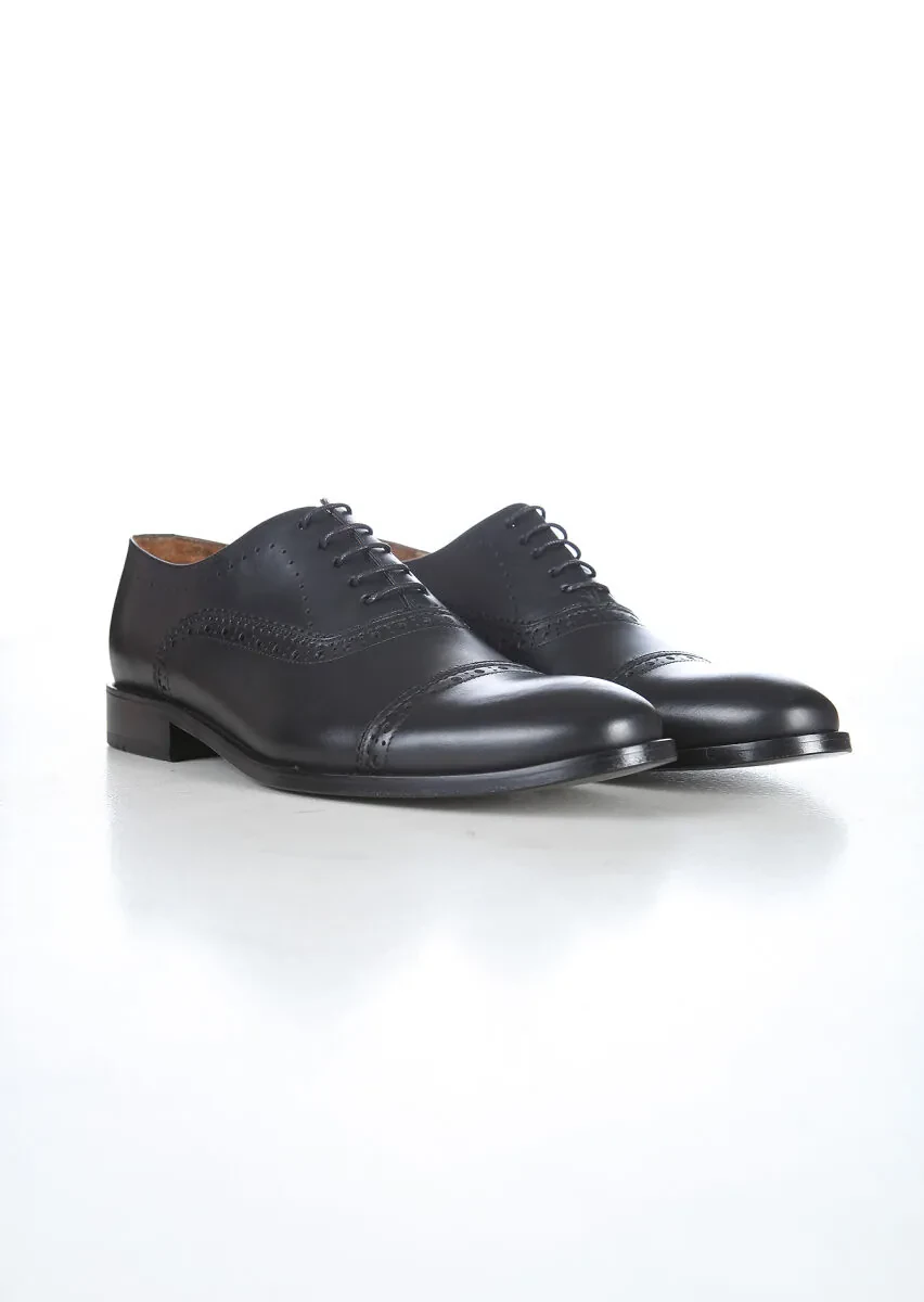 Black Leather Classical Shoes - 2
