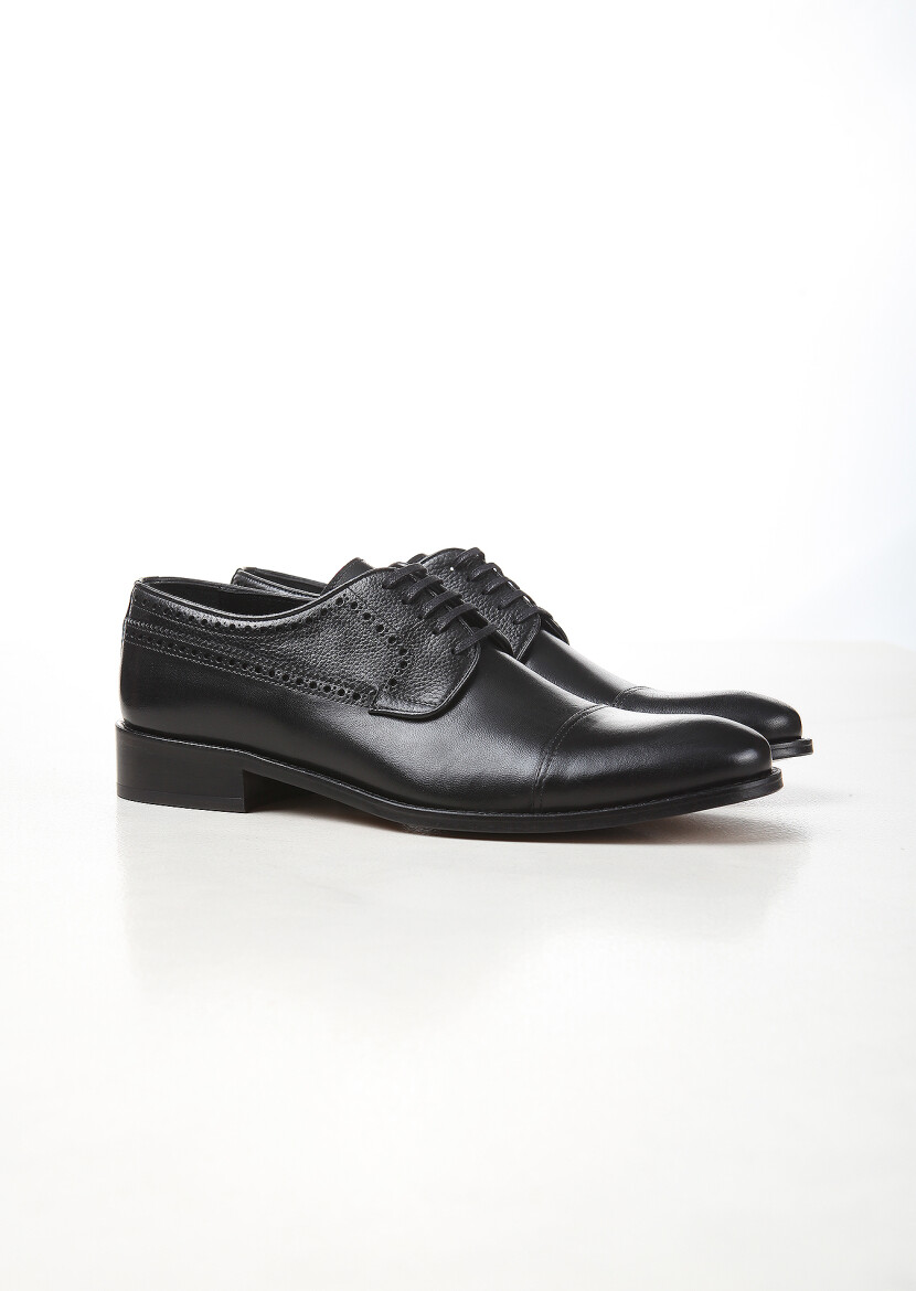 Black Leather Classical Shoes - 2