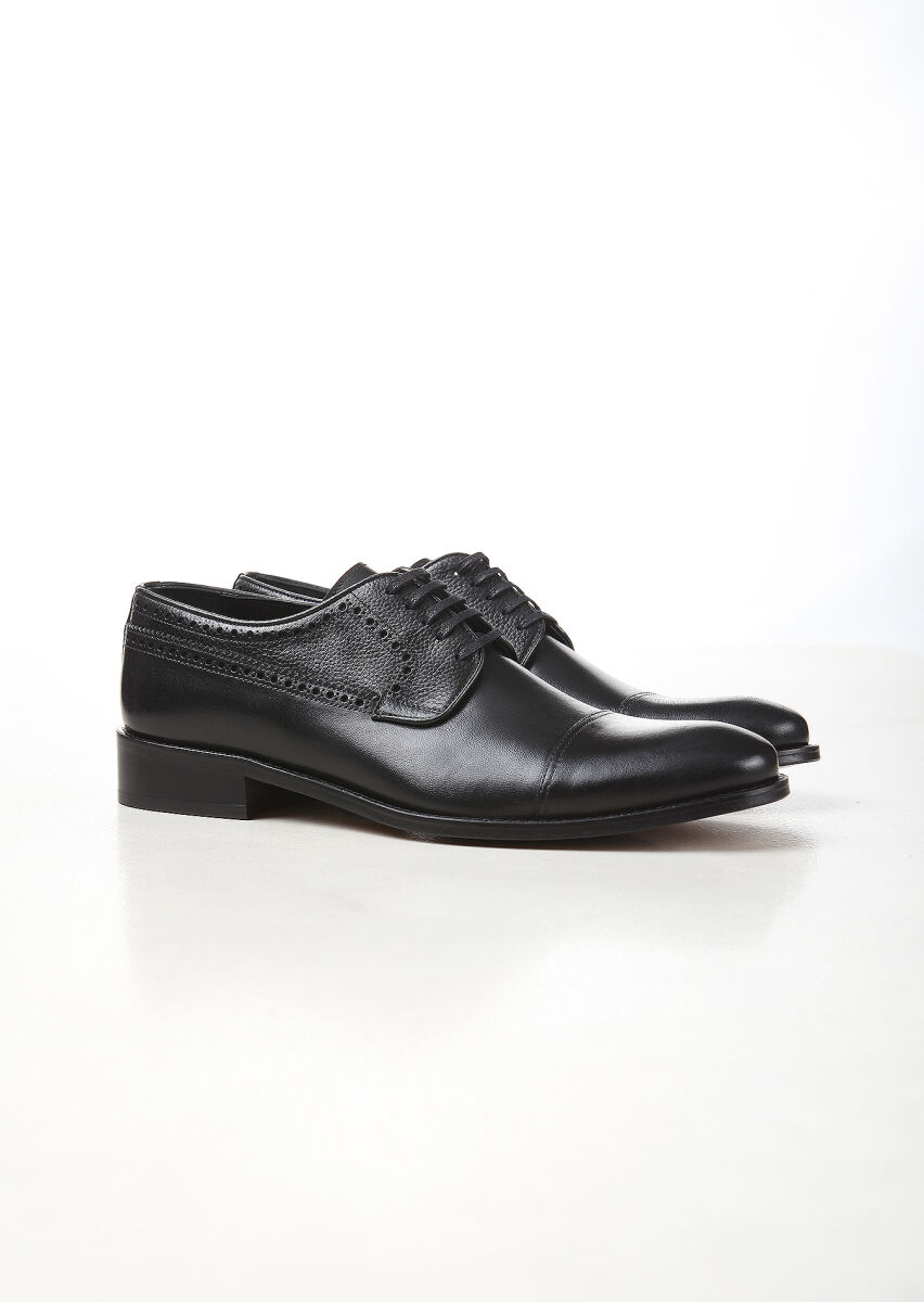 Black Leather Classical Shoes - 2