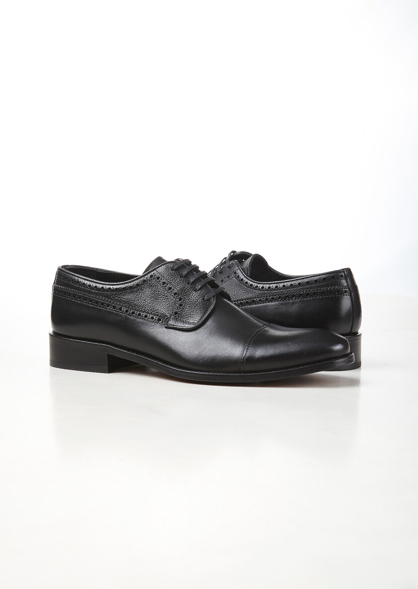 Black Leather Classical Shoes - 3