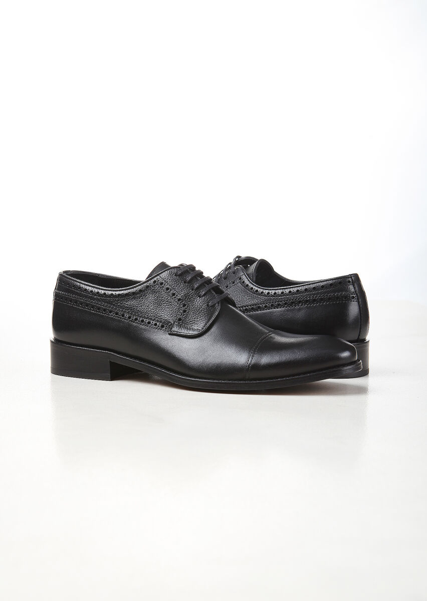 Black Leather Classical Shoes - 3