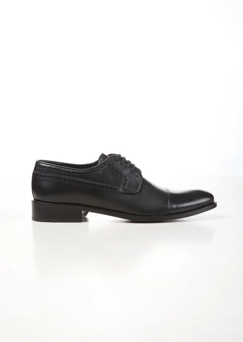 Black Leather Classical Shoes - 1