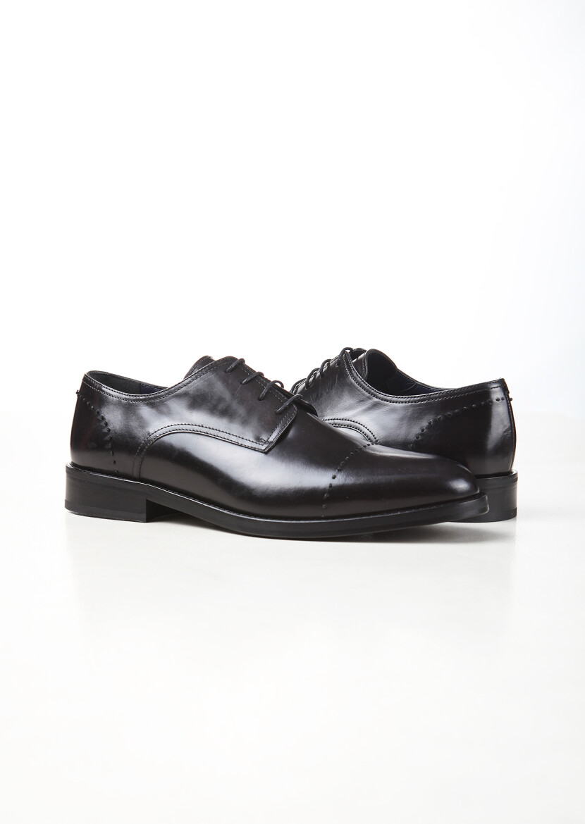 Black Leather Classical Shoes - 3