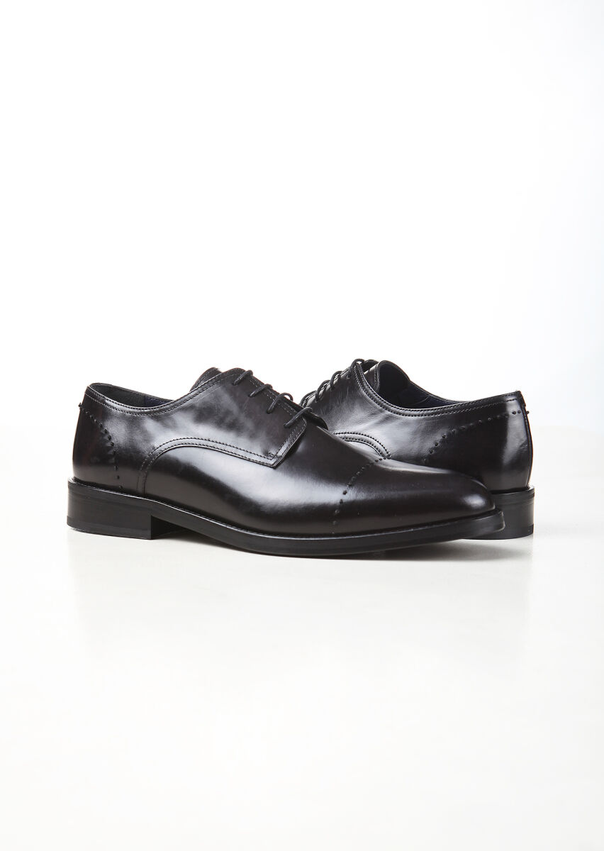 Black Leather Classical Shoes - 3