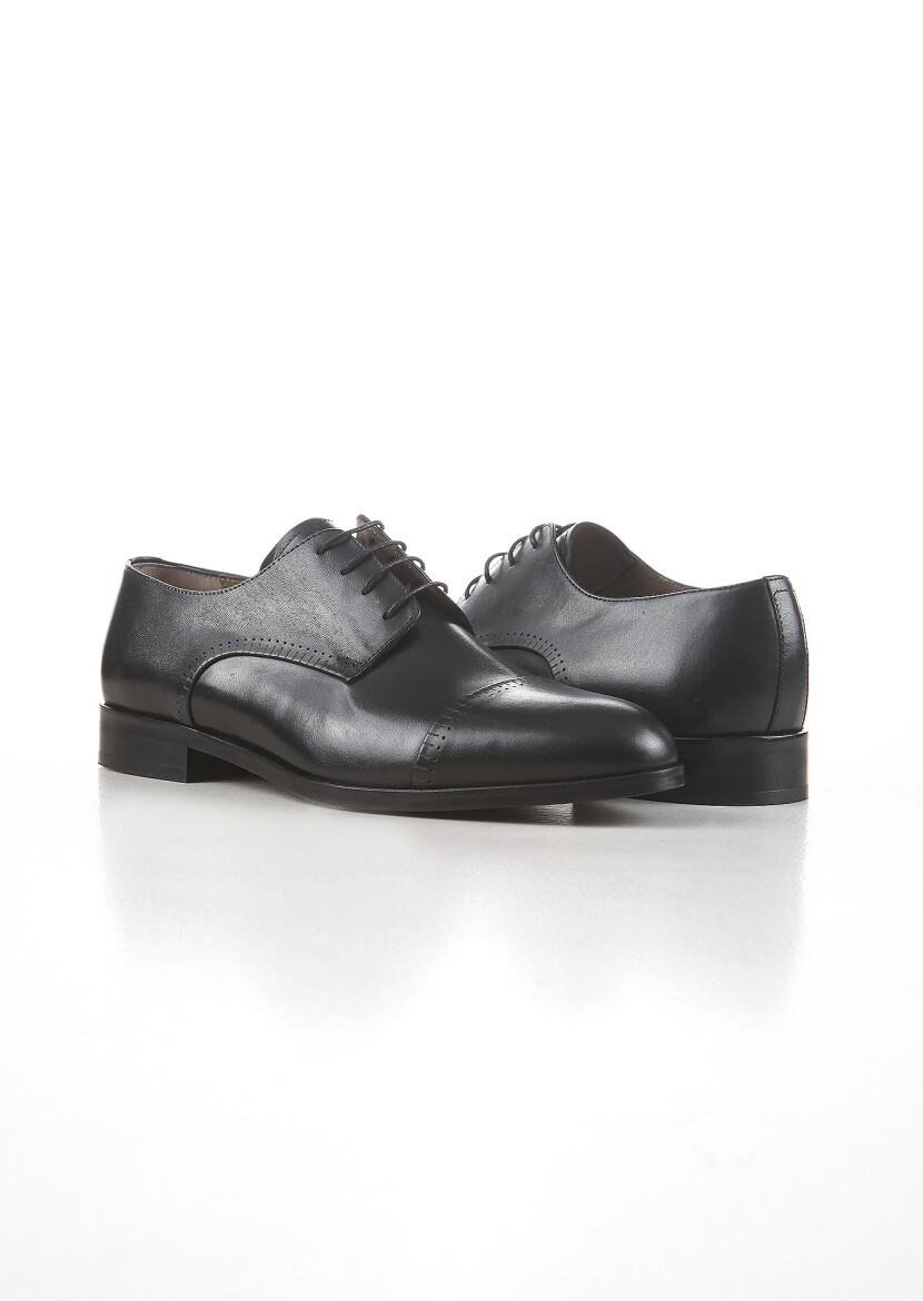 Black Leather Classical Shoes - 3