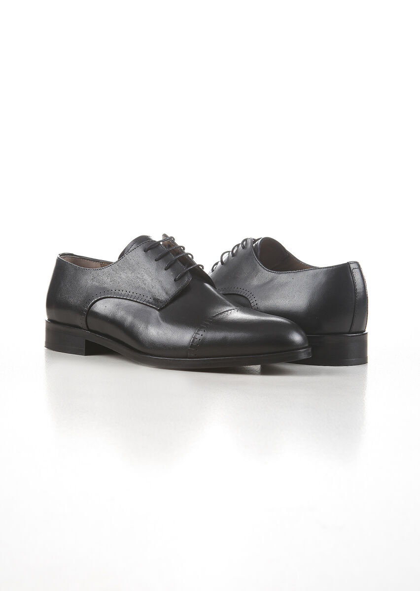 Black Leather Classical Shoes - 3