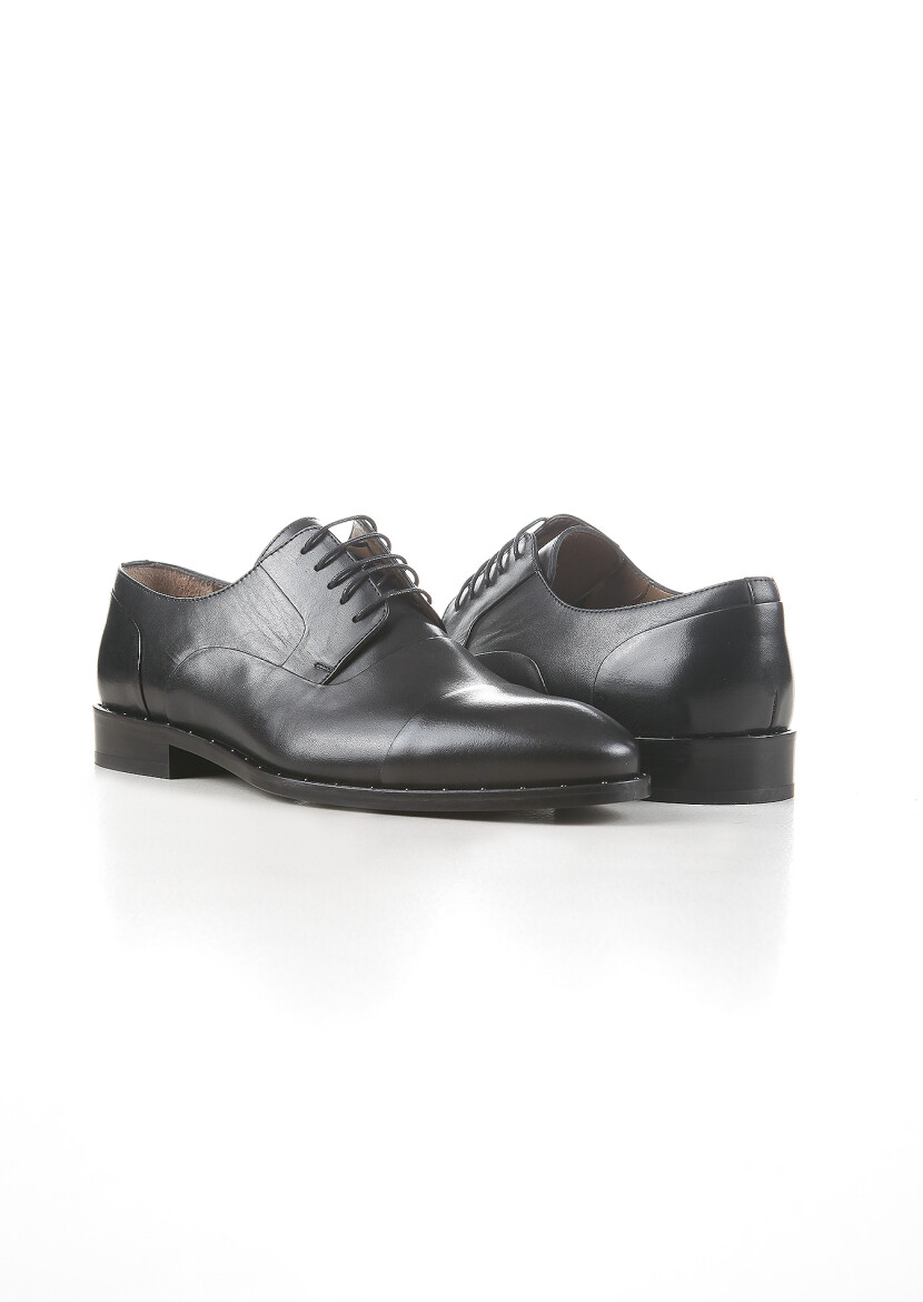 Black Leather Classical Shoes - 3
