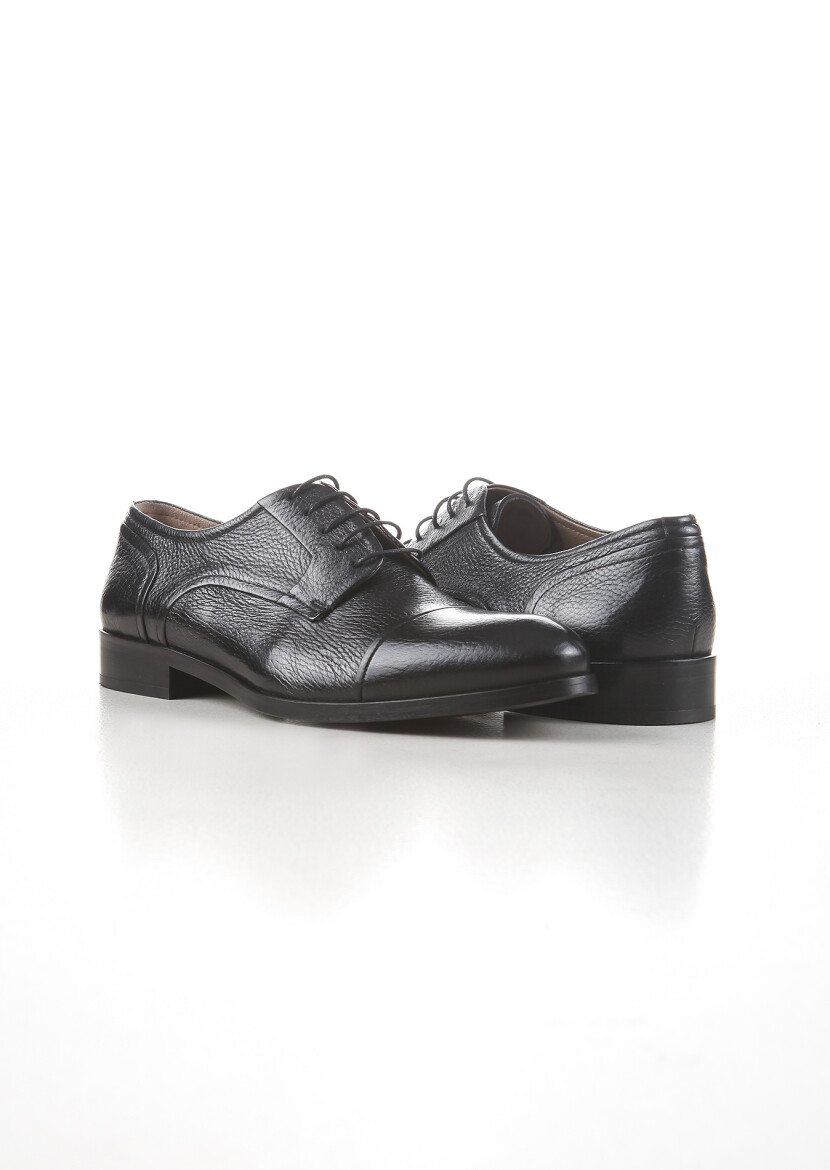 Black Leather Classical Shoes - 3
