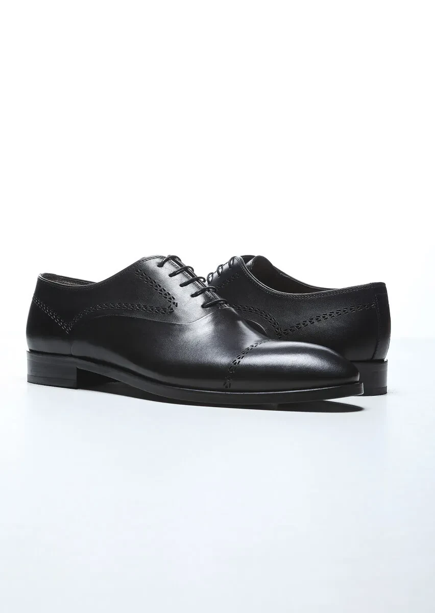 Black Leather Classical Shoes - 3