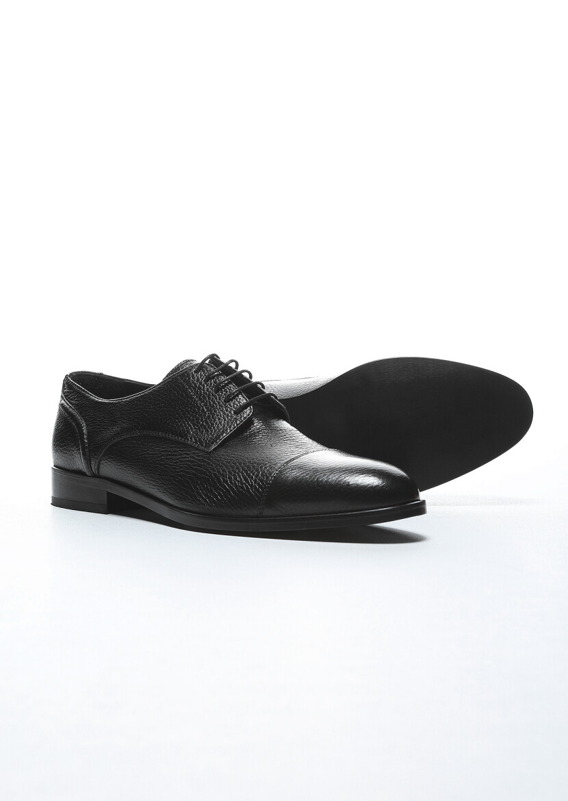 Black Leather Classical Shoes - 4