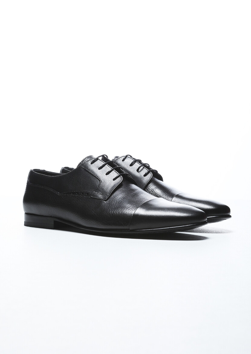 Black Leather Classical Shoes - 2