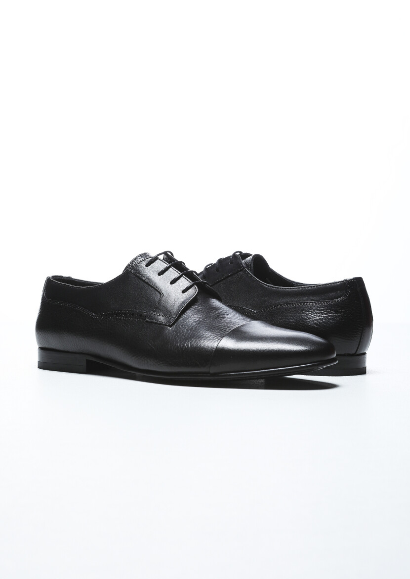 Black Leather Classical Shoes - 3