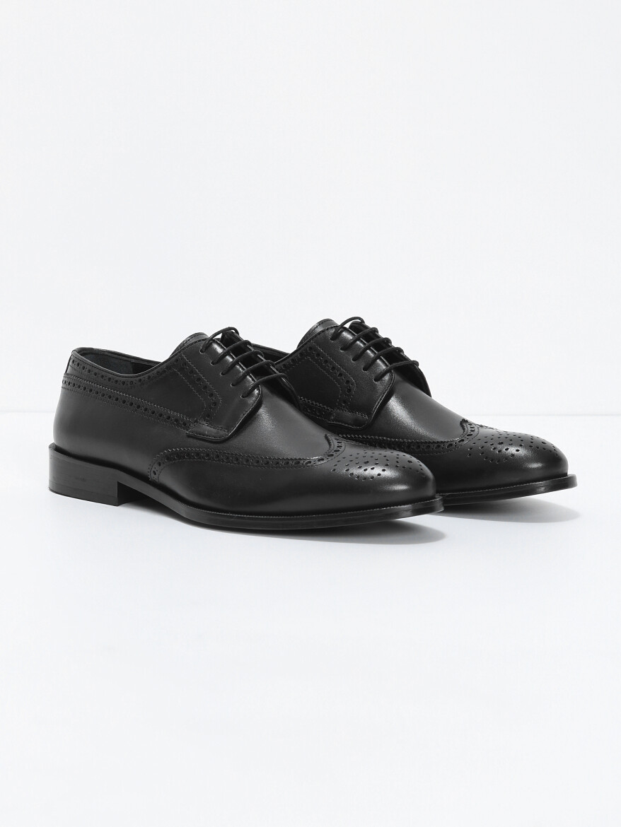 Black Leather Classical Shoes - 2
