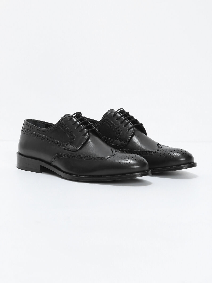 Black Leather Classical Shoes - 2