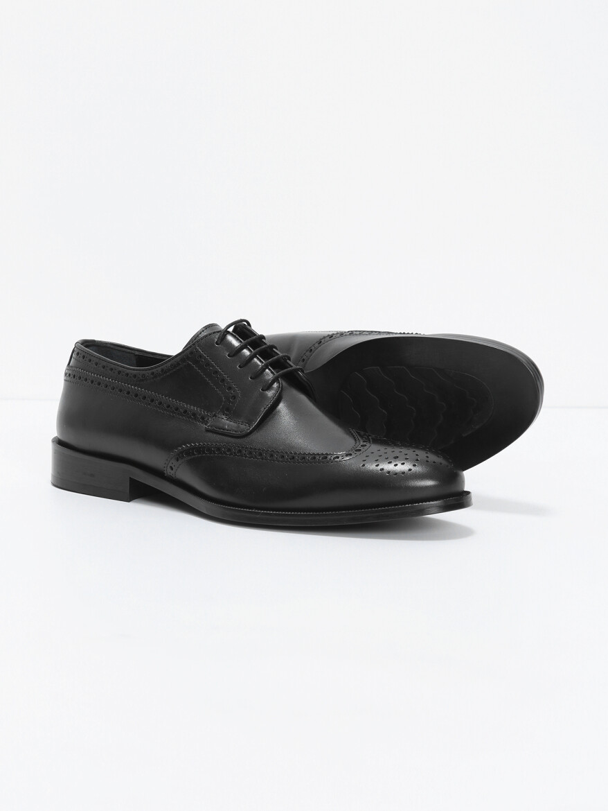 Black Leather Classical Shoes - 4