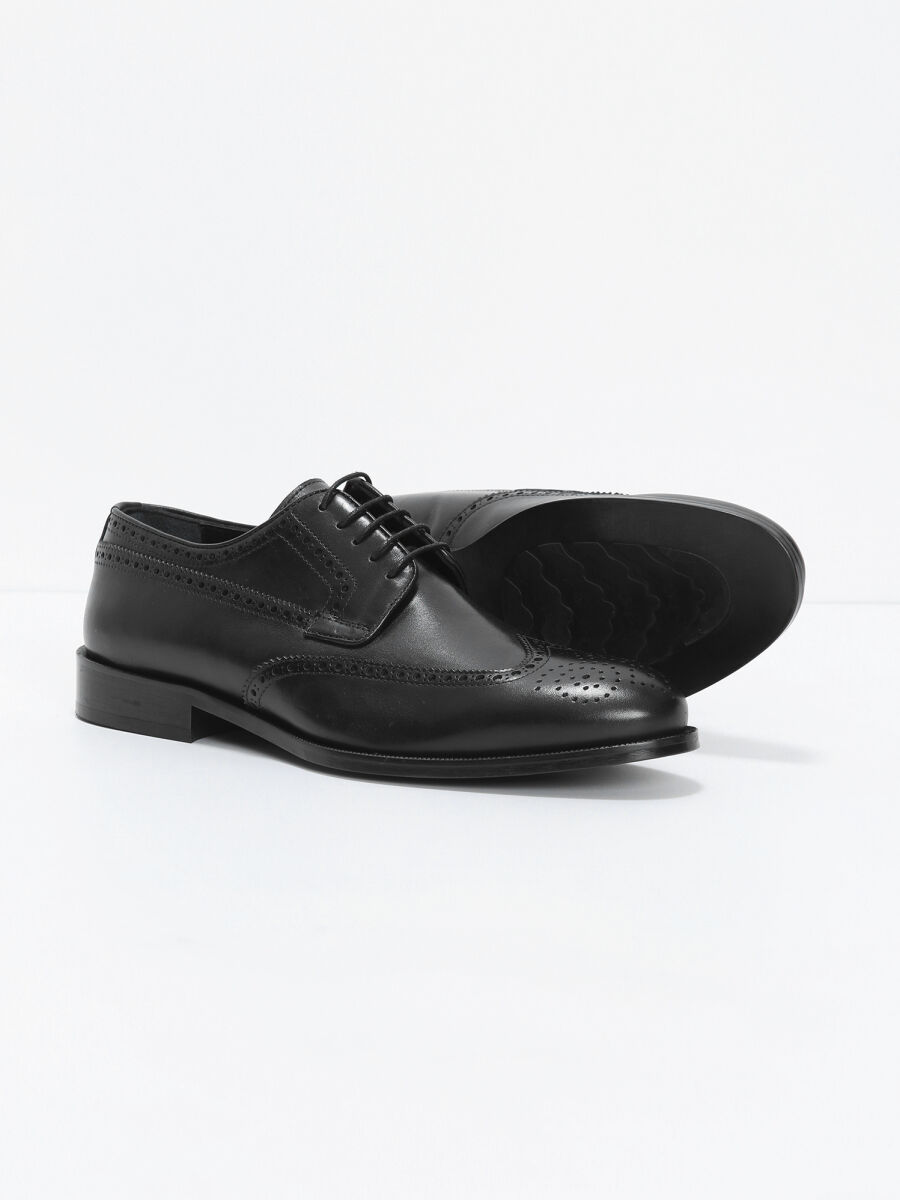 Black Leather Classical Shoes - 4