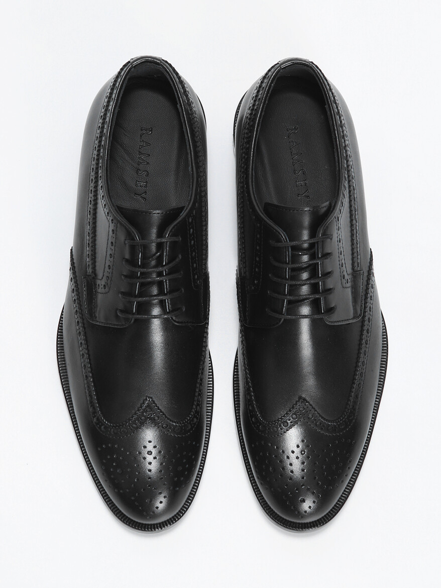 Black Leather Classical Shoes - 5