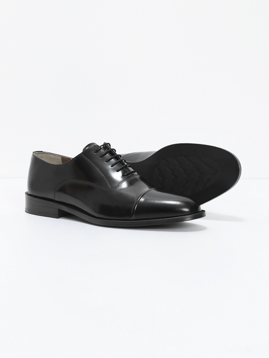 Black Leather Classical Shoes - 4