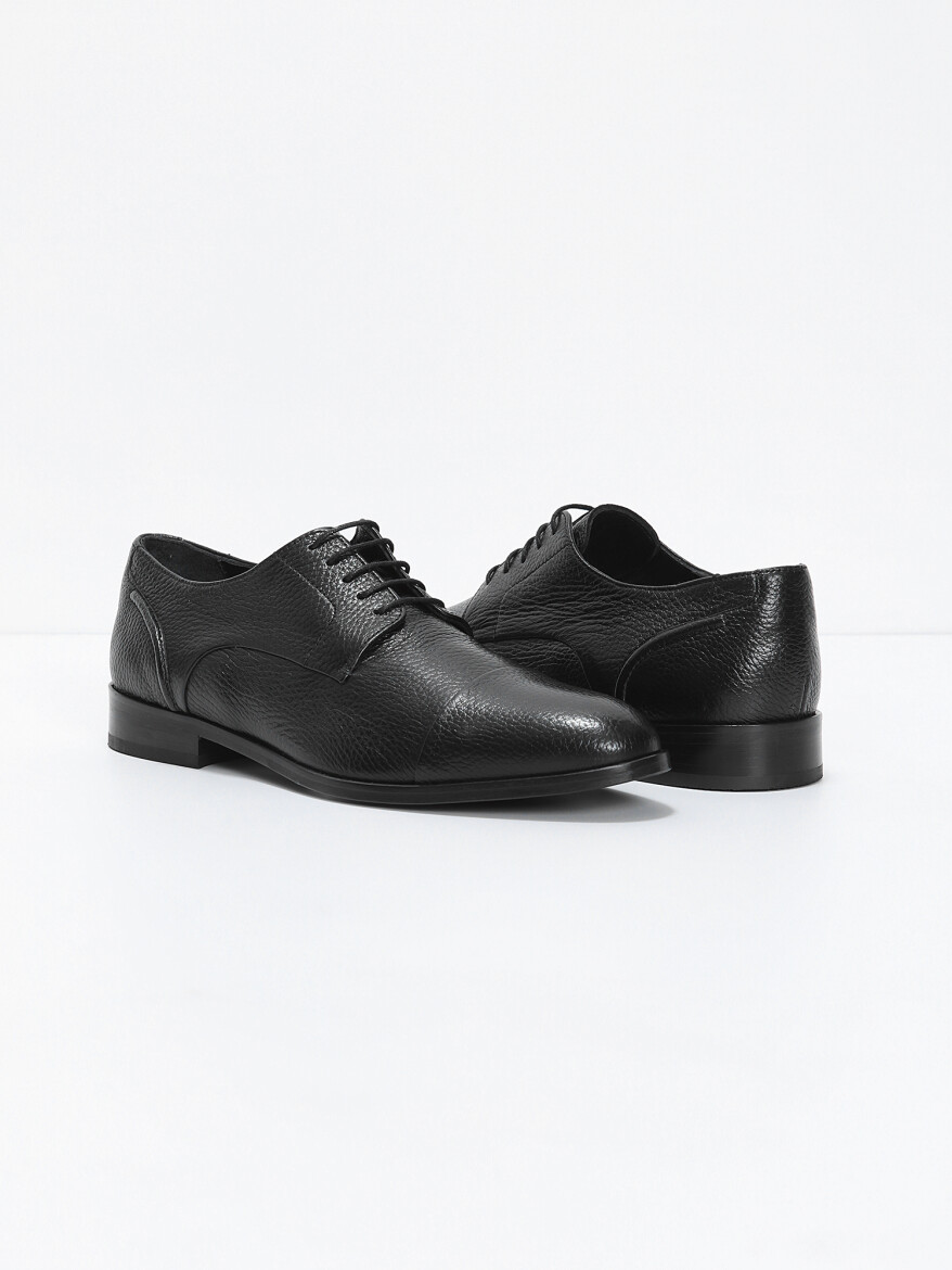 Black Leather Classical Shoes - 3