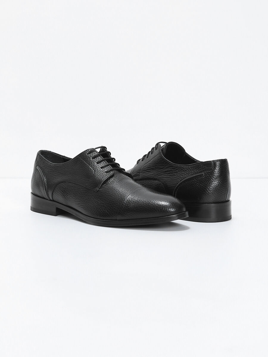 Black Leather Classical Shoes - 3