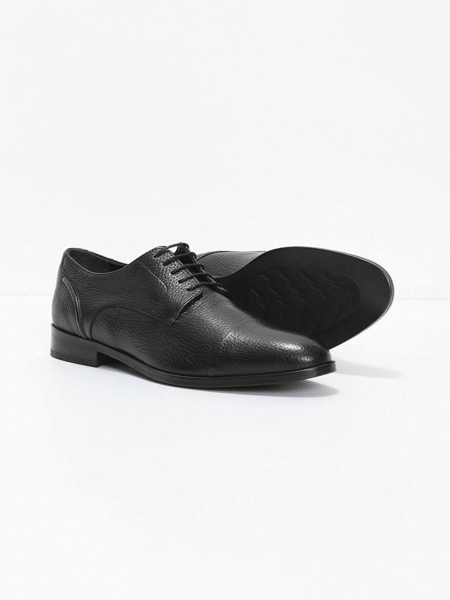 Black Leather Classical Shoes - 4