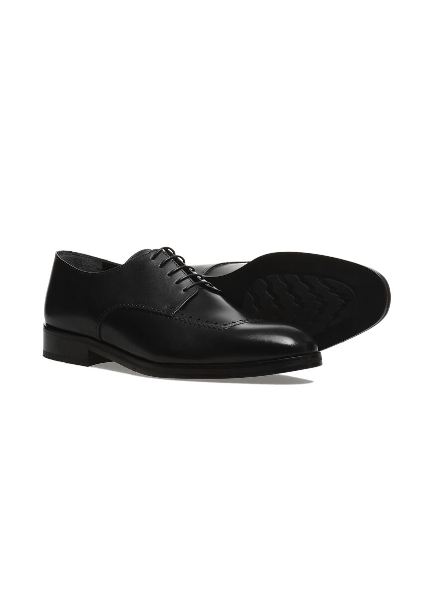 Black Leather Classical Shoes - 3