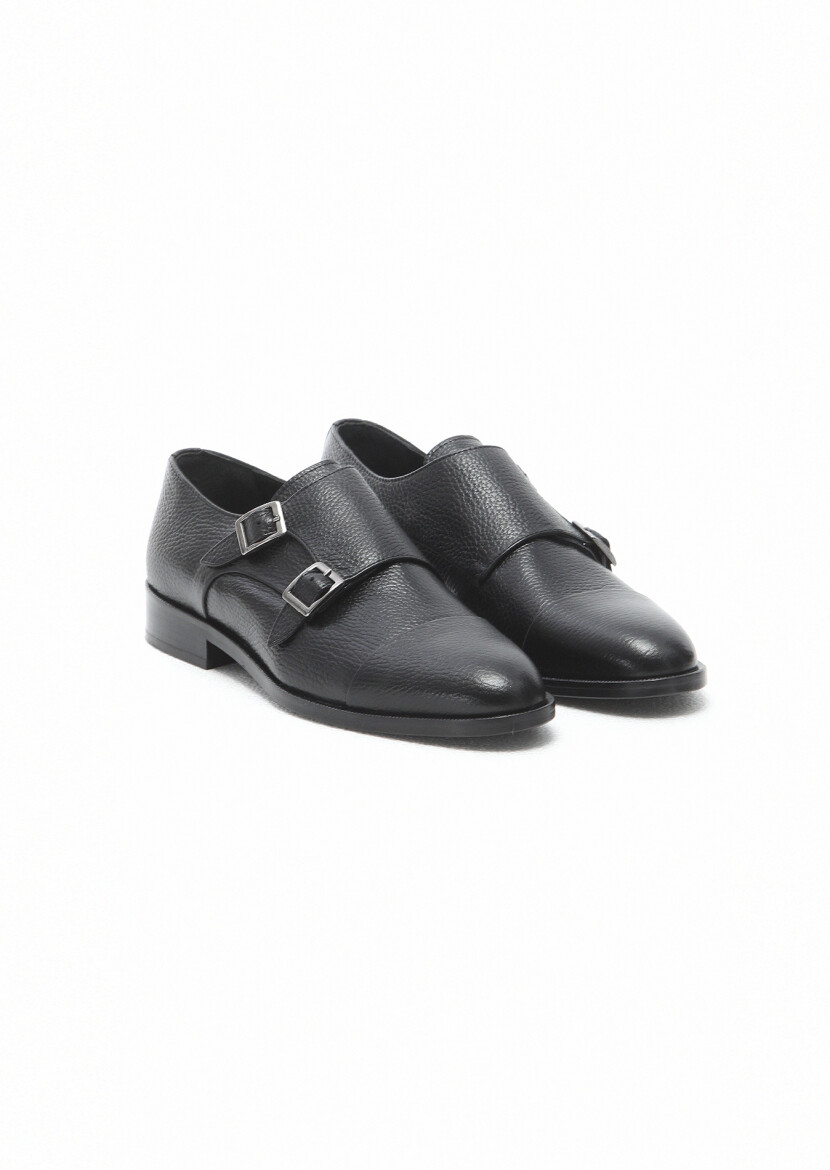 Black Leather Classical Shoes - 2