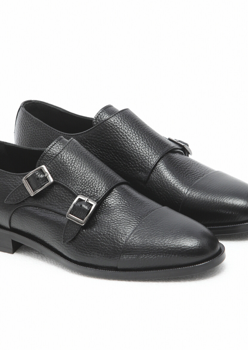Black Leather Classical Shoes - 3