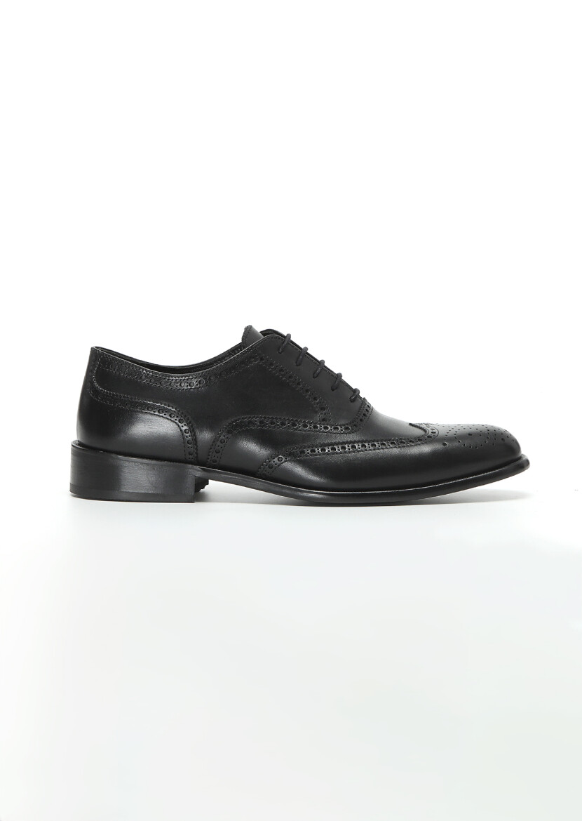 Black Leather Classical Shoes - 1