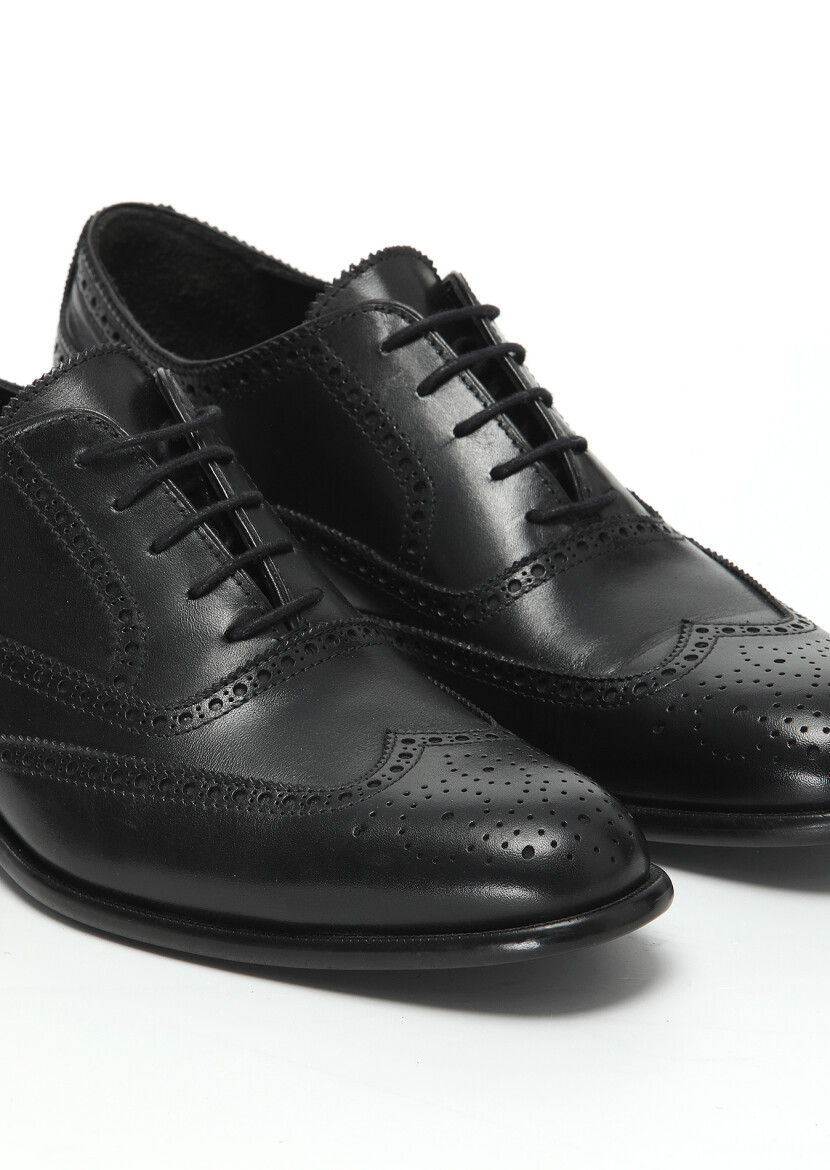 Black Leather Classical Shoes - 3
