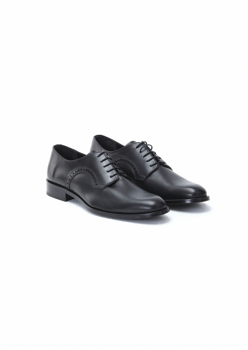 Black Leather Classical Shoes - 2