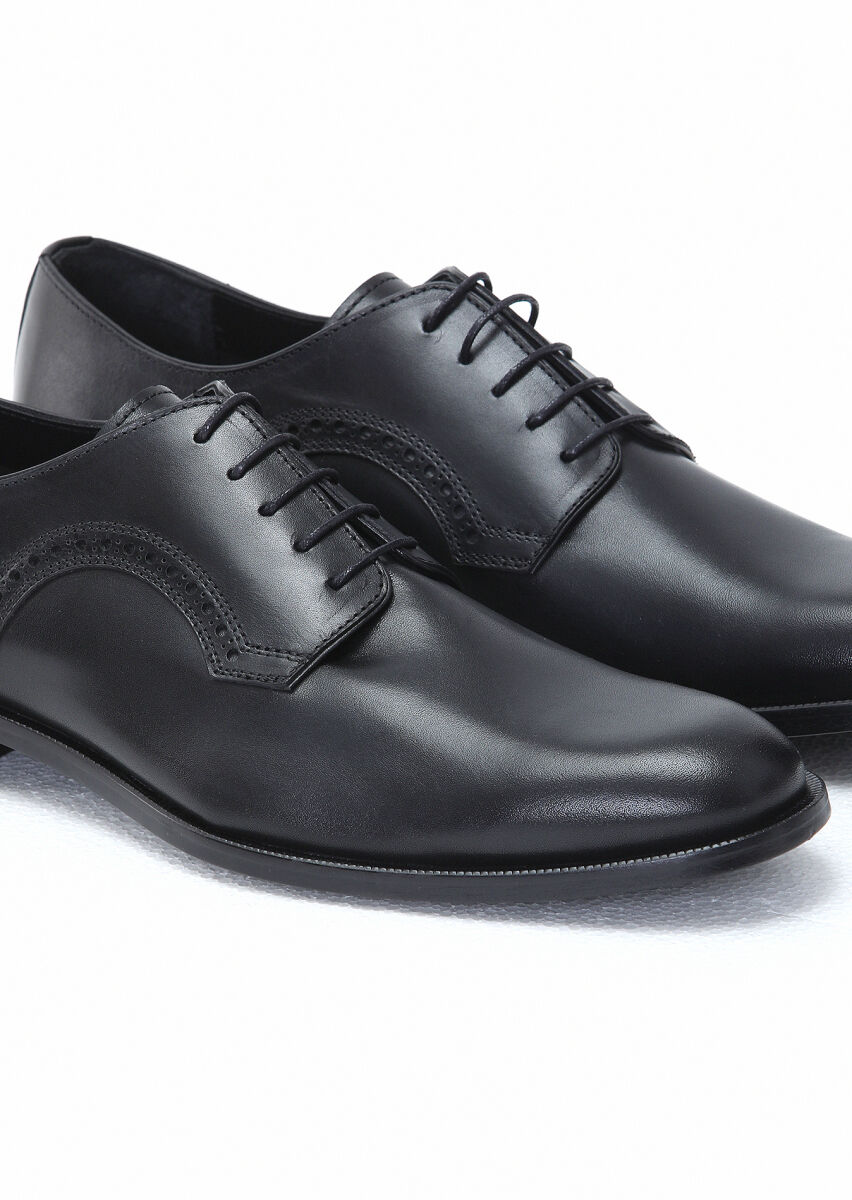 Black Leather Classical Shoes - 3
