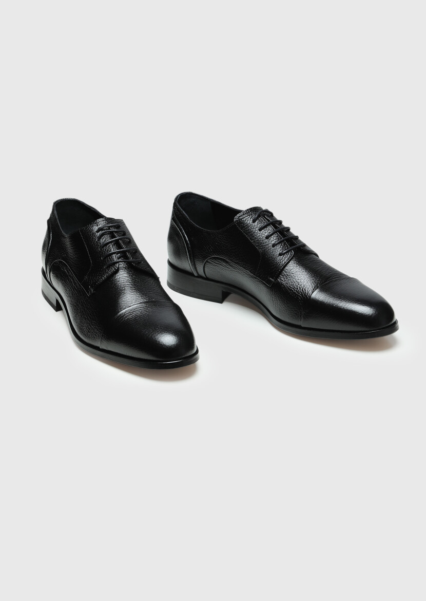 Black Leather Classical Shoes - 3