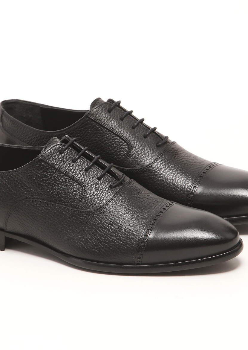 Black Leather Classical Shoes - 3
