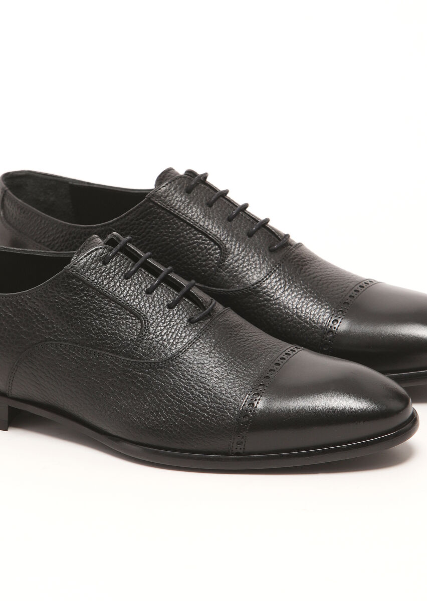 Black Leather Classical Shoes - 3