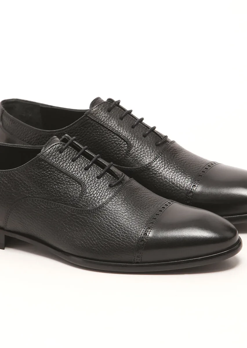 Black Leather Classical Shoes - 3
