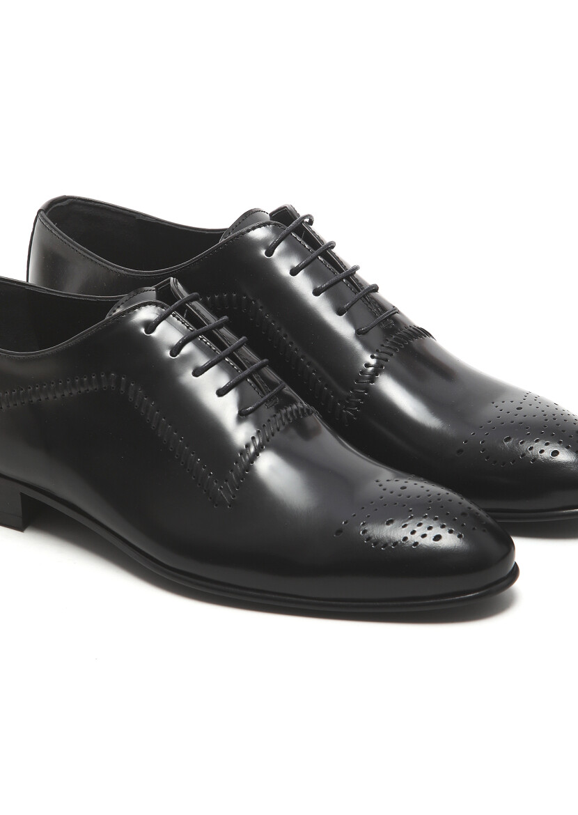 Black Leather Classical Shoes - 3