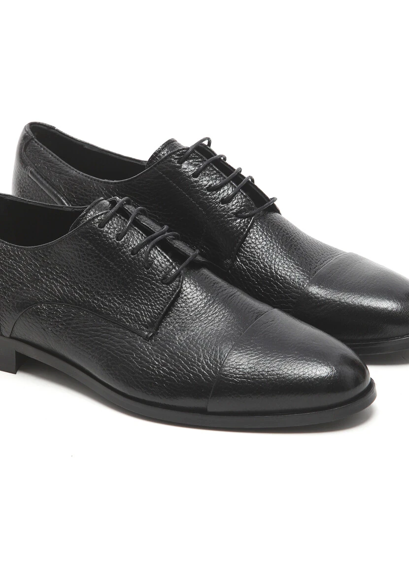 Black Leather Classical Shoes - 3