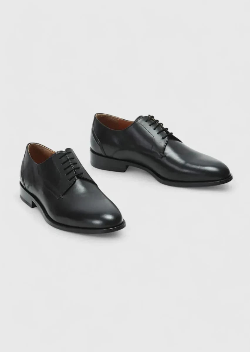 Black Leather Classical Shoes - 3