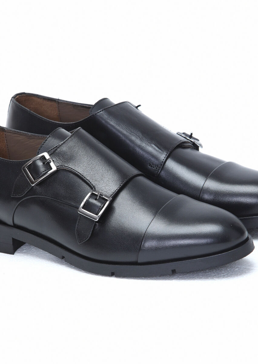 Black Leather Classical Shoes - 3