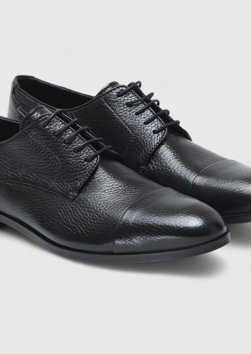 Black Leather Classical Shoes - 3