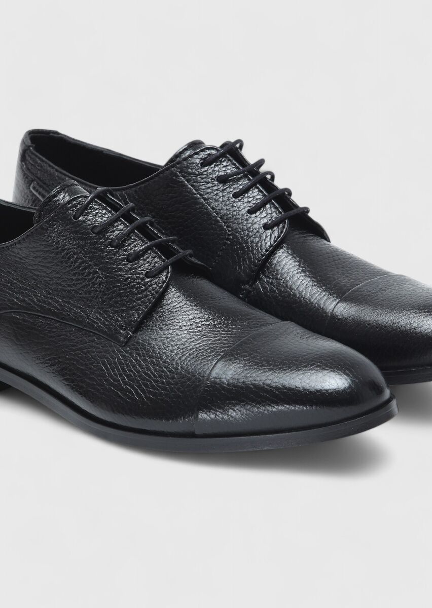 Black Leather Classical Shoes - 3